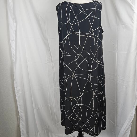 Venezia Black & White Abstract Print V-Neck Sleeveless Midi Dress Size 14/16 - Picture 3 of 8
